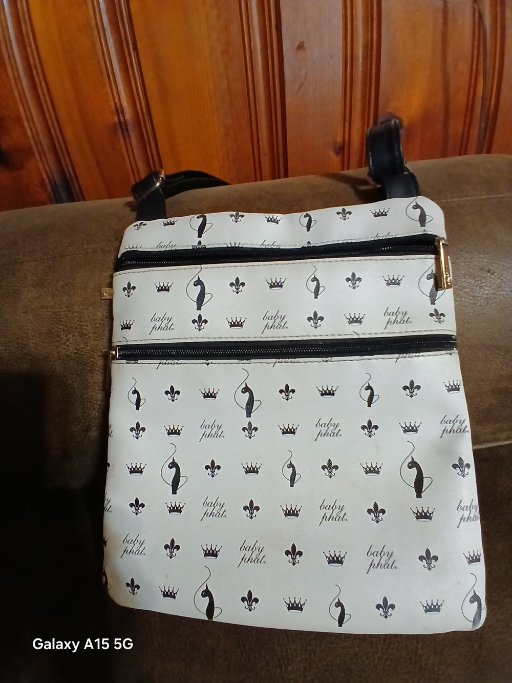 Baby Phat White Crossbody Bag with Black Accents